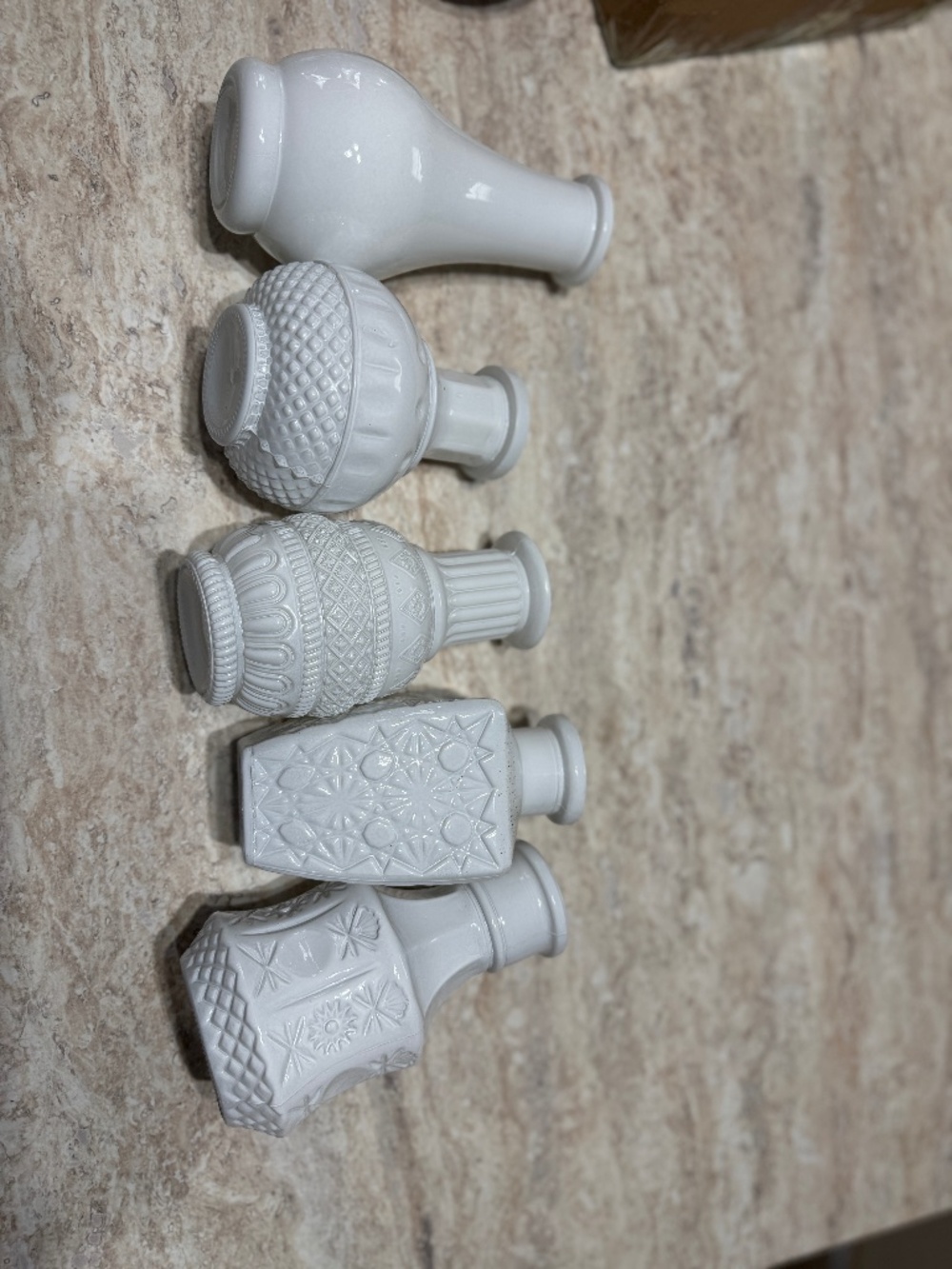 Set of 5 White Vases, Small vases for mini flower, Cute Glass vases